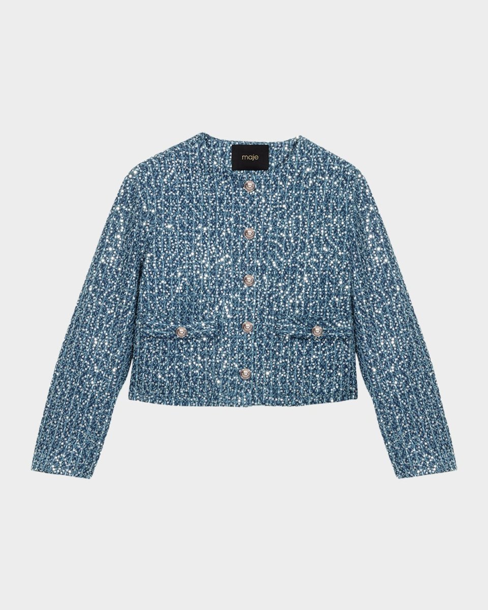 Vatonia Sequined Tweed-Effect Denim Jacket